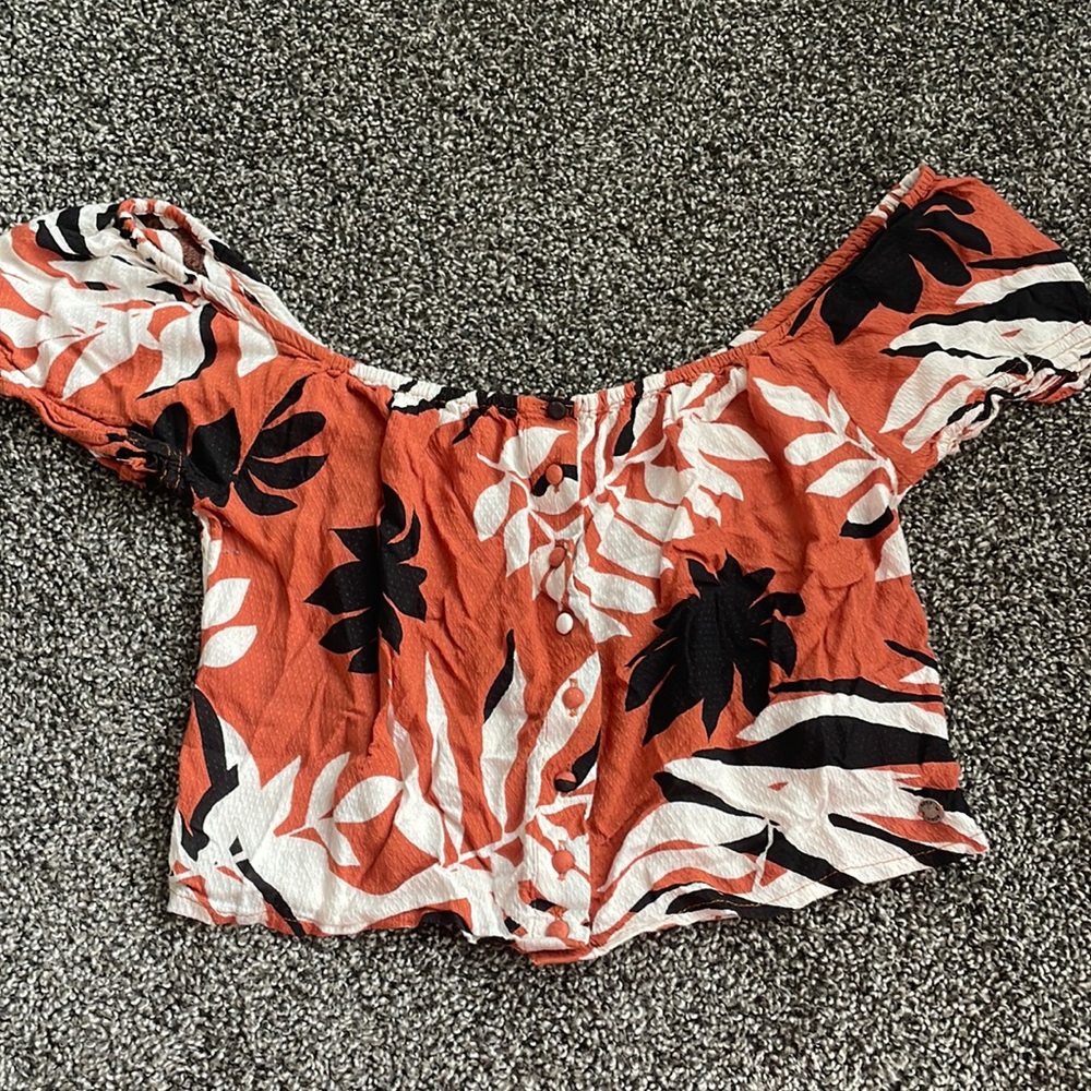 ROXY Orange Size XS Cropped Off the Shoulder Top